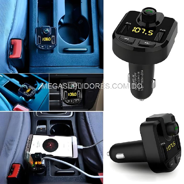  Transmisor FM  Modulador para Radio de Carro con Bluetooth  USB  Mic Foto 7304396-1.jpg