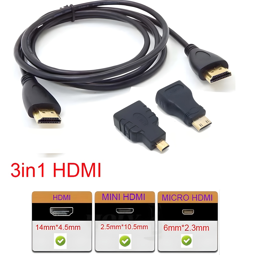  Cable HDMI Combo 3 en 1  Adaptador Mini HDMI  Convertidor Micro HDMI Foto 7304476-2.jpg