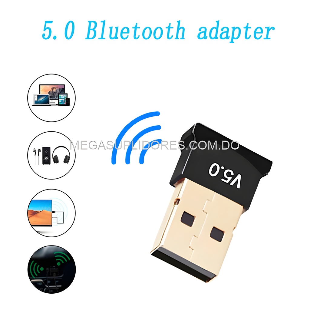  Adaptador USB Bluetooth 5.0 para PC Compatible Teclados  Audífonos   Foto 7304487-1.jpg