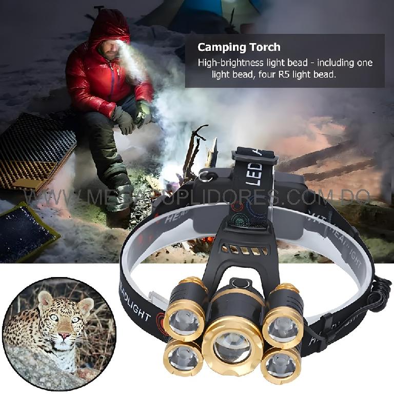  Lampara Minera Linterna Cabeza 5 Focos – Recargable  Luz de Pesca y  Foto 7304496-1.jpg