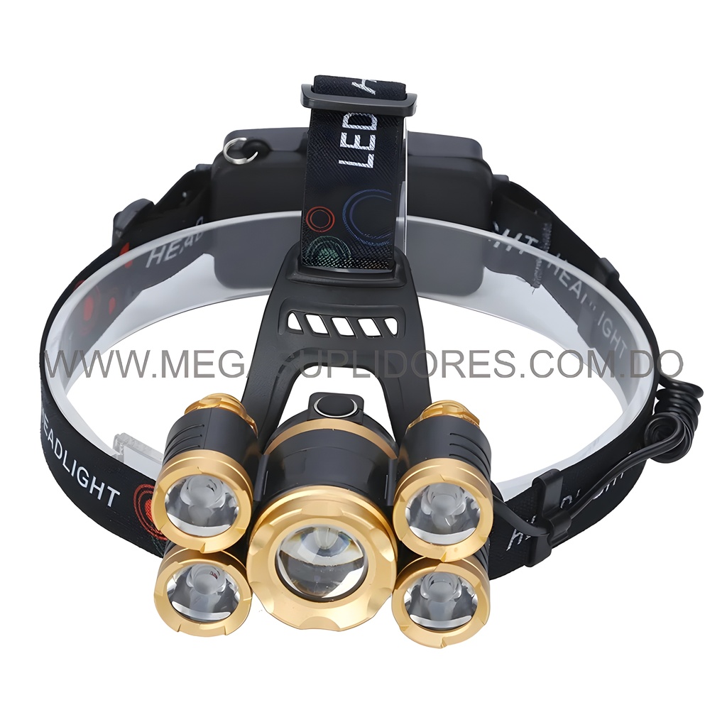 Lampara Minera Linterna Cabeza 5 Focos – Recargable  Luz de Pesca y  Foto 7304496-2.jpg