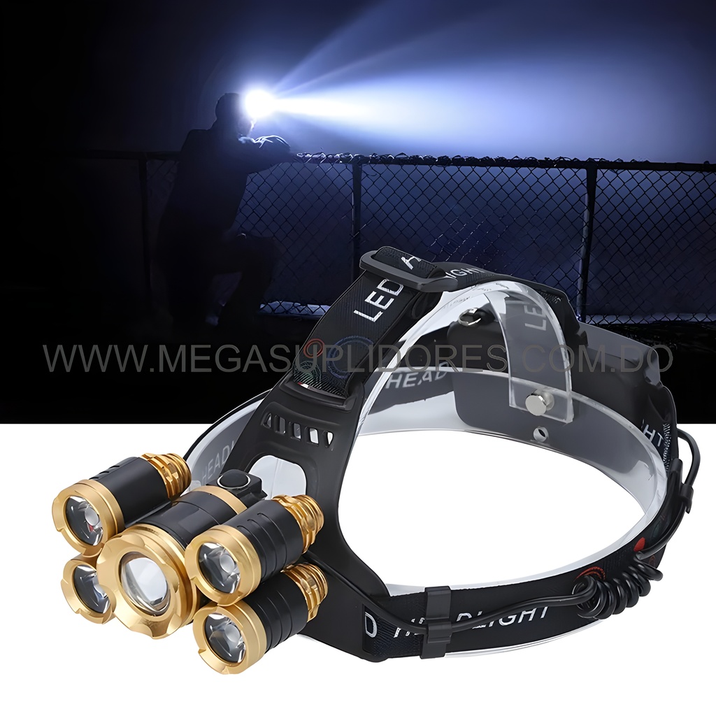  Lampara Minera Linterna Cabeza 5 Focos – Recargable  Luz de Pesca y  Foto 7304496-4.jpg