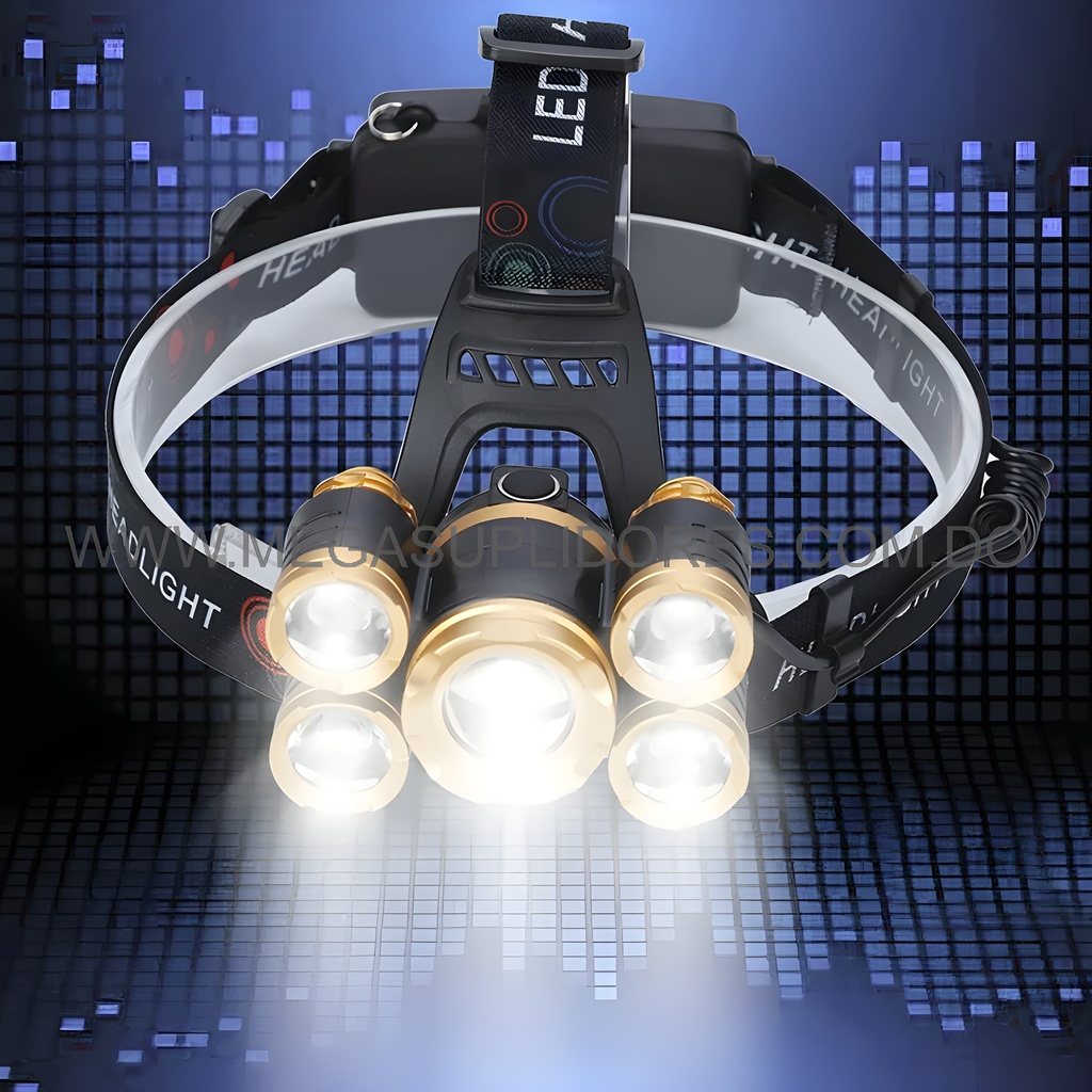  Lampara Minera Linterna Cabeza 5 Focos – Recargable  Luz de Pesca y  Foto 7304496-6.jpg