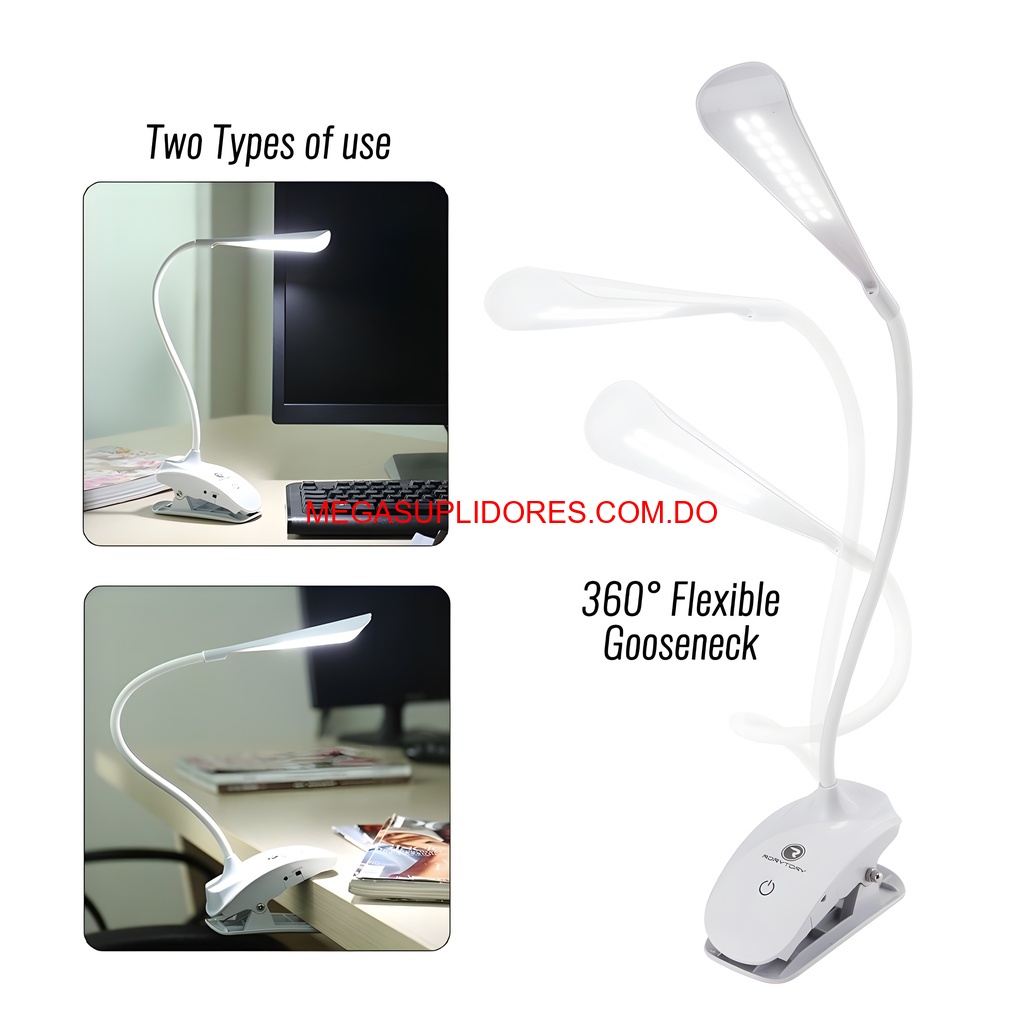  Lámpara de Escritorio Flexible con Base Clip Iluminación Ajustable Foto 7304716-4.jpg