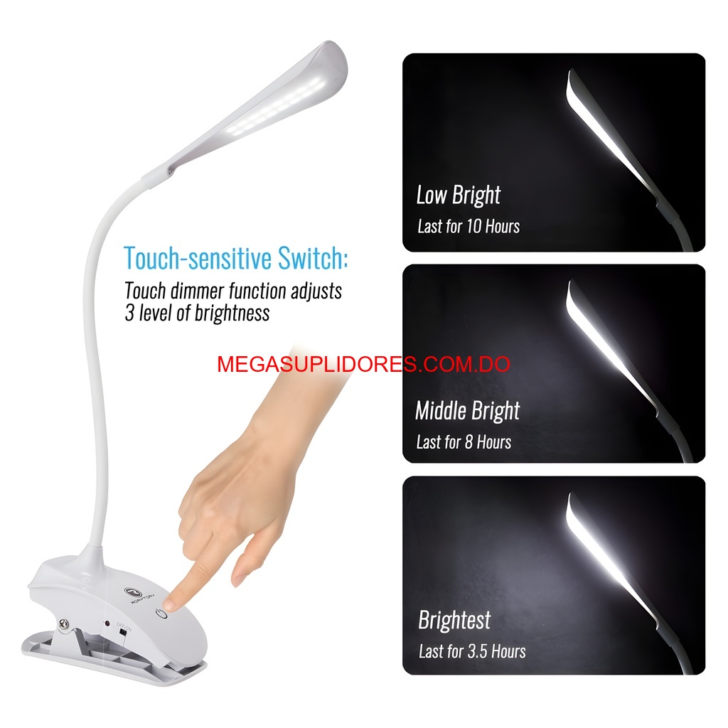  Lámpara de Escritorio Flexible con Base Clip Iluminación Ajustable Foto 7304716-6.jpg