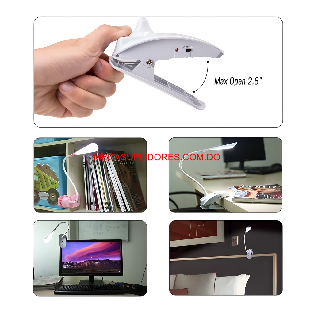  Lámpara de Escritorio Flexible con Base Clip Iluminación Ajustable Foto 7304716-7.jpg