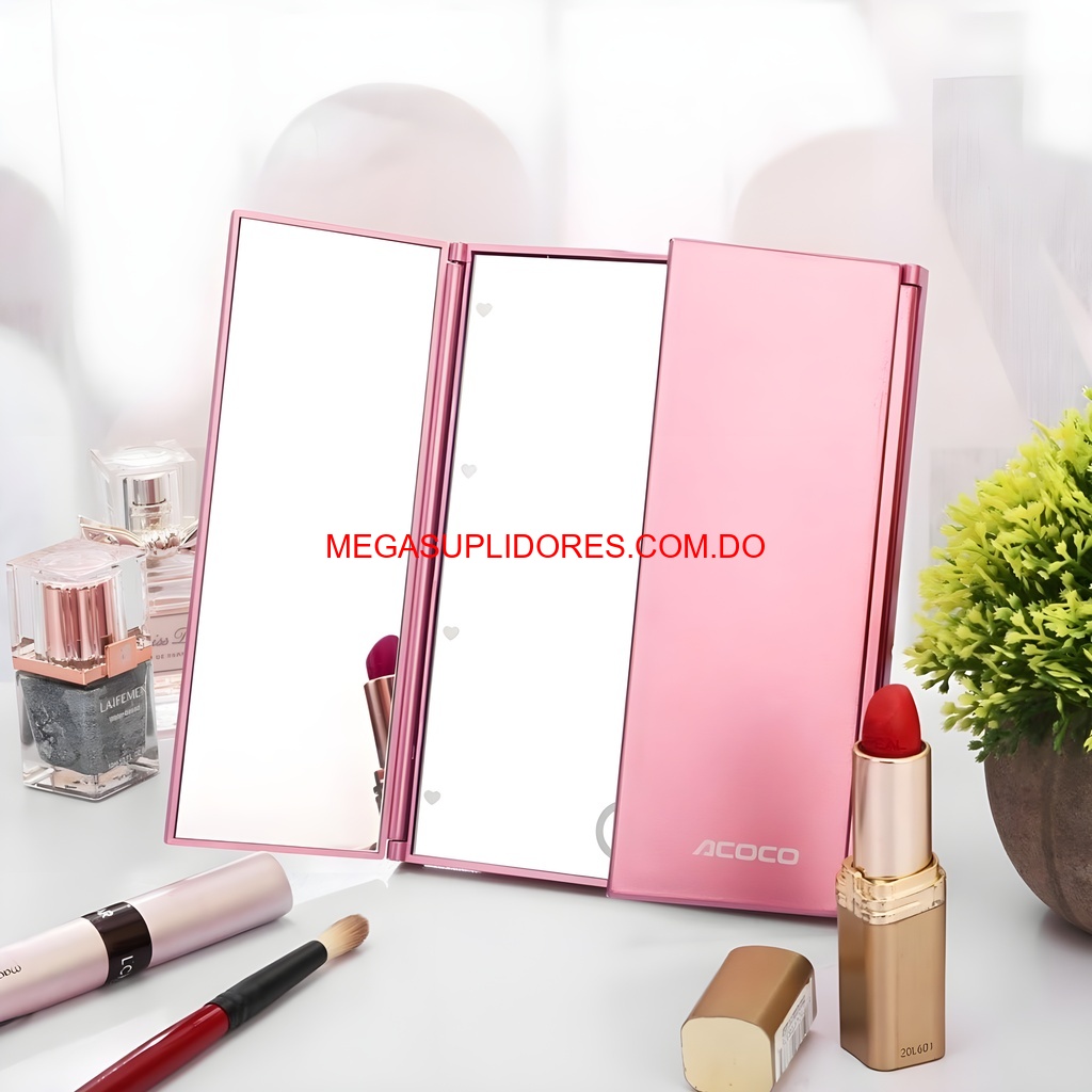  Mini Espejo de Maquillaje Iluminado LED Portátil con Luz Ajustable Foto 7304718-3.jpg