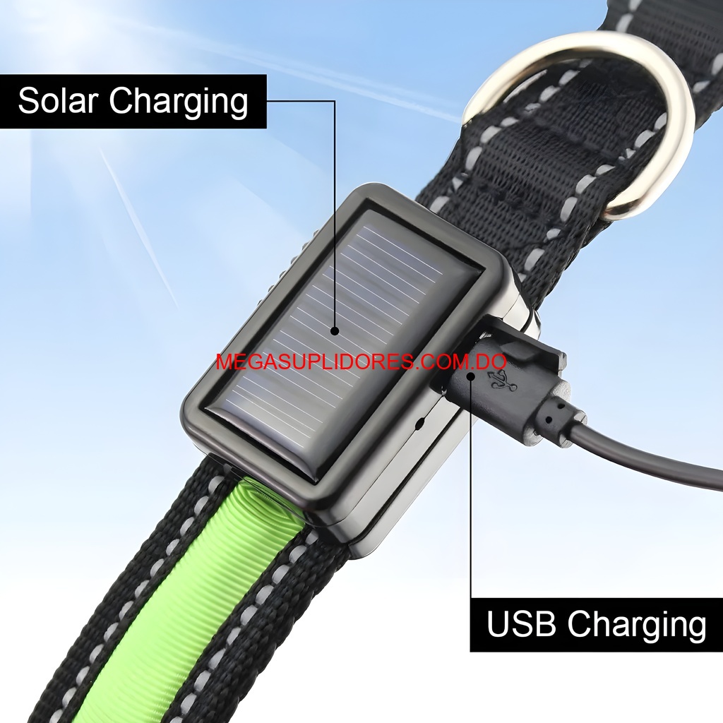  Collar Solar LED para Perro Iluminado Seguridad Nocturna 40cm/50cm Foto 7304741-7.jpg