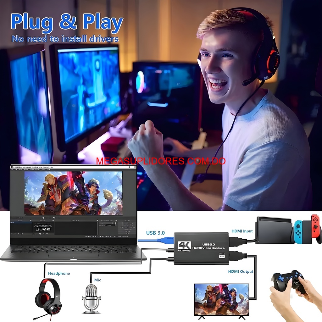  Capturadora de Video 4K USB 3.0 – Streaming y Grabación - Microfono Foto 7304757-6.jpg