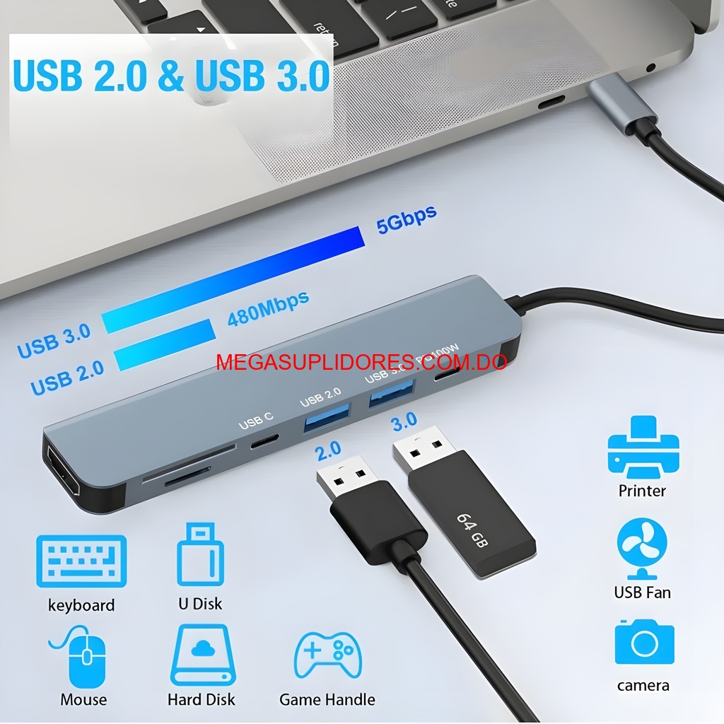  Adaptador Hub USB Tipo C 7 en 1 – HDMI 4K MicroSD USB PD 100W Foto 7304759-3.jpg