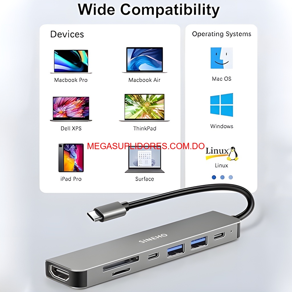  Adaptador Hub USB Tipo C 7 en 1 – HDMI 4K MicroSD USB PD 100W Foto 7304759-7.jpg
