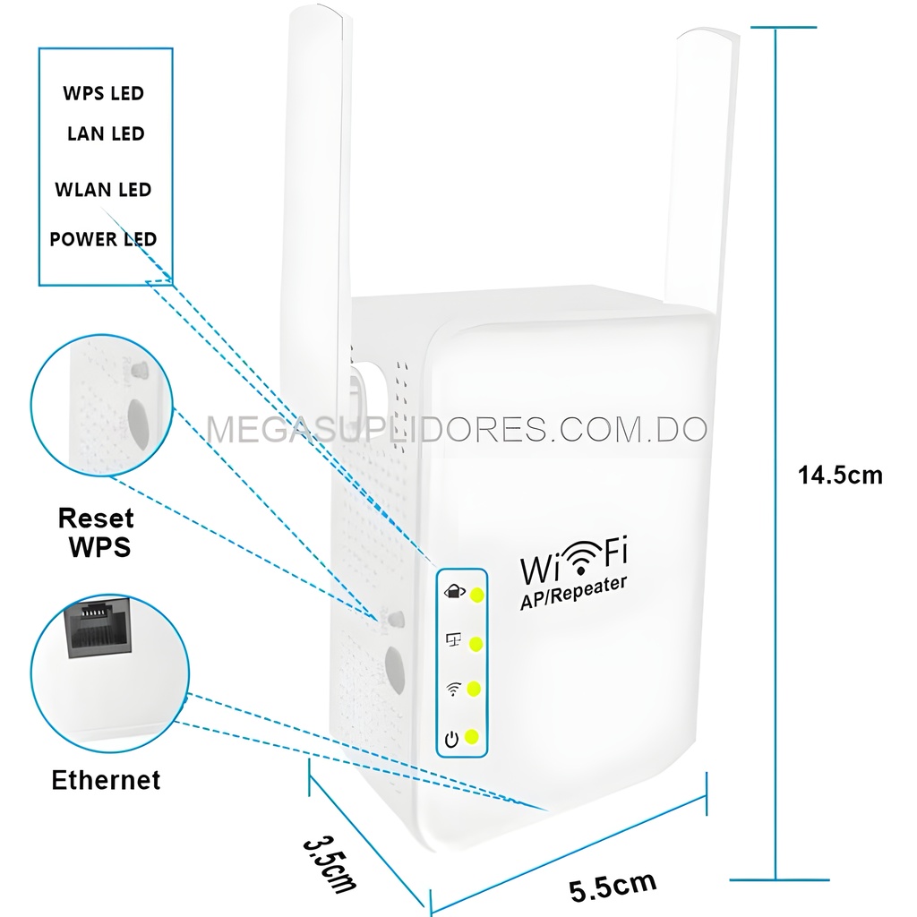  Repetidor Wifi  Amplificador Wifi Doble Antena con Puerto RJ45  Foto 7304760-3.jpg