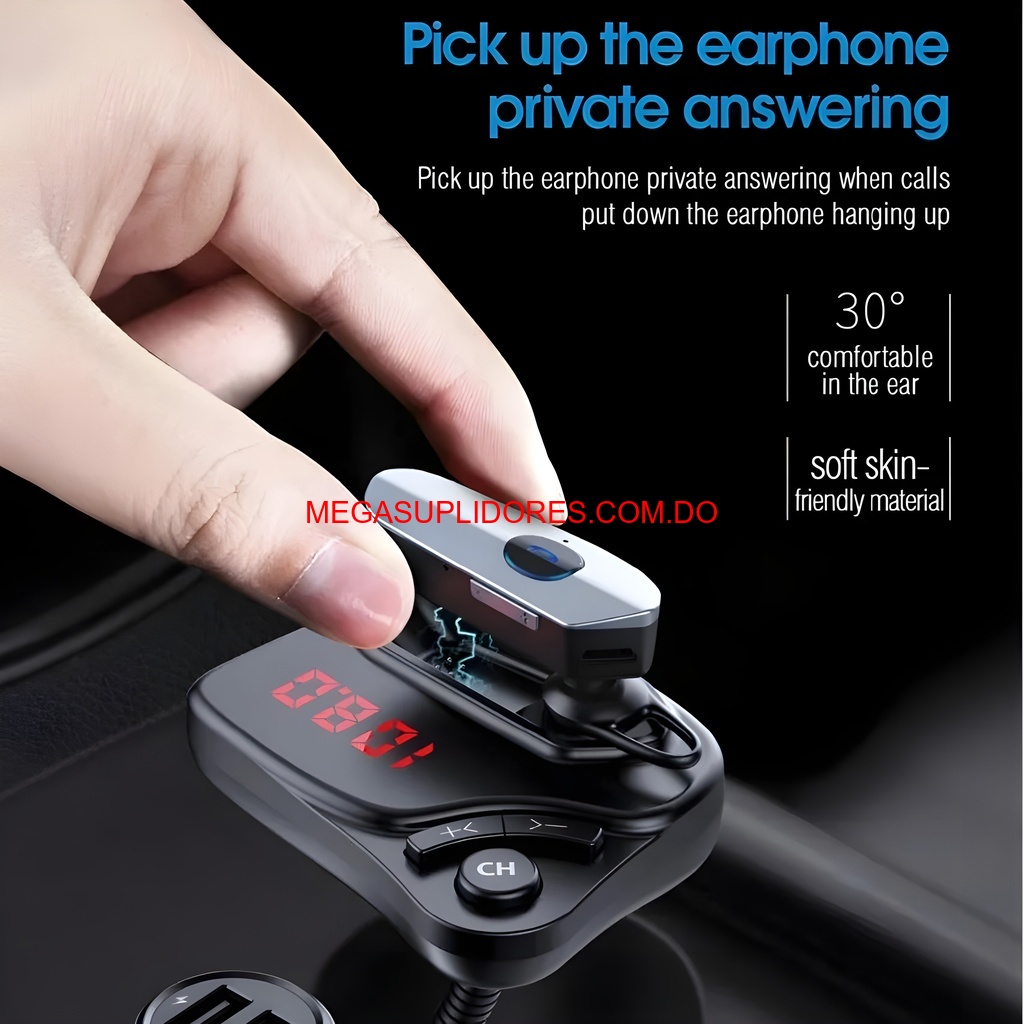 Transmisor FM Bluetooth Carro Audífono Cargador USB Reproductor MP3 Foto 7304779-6.jpg