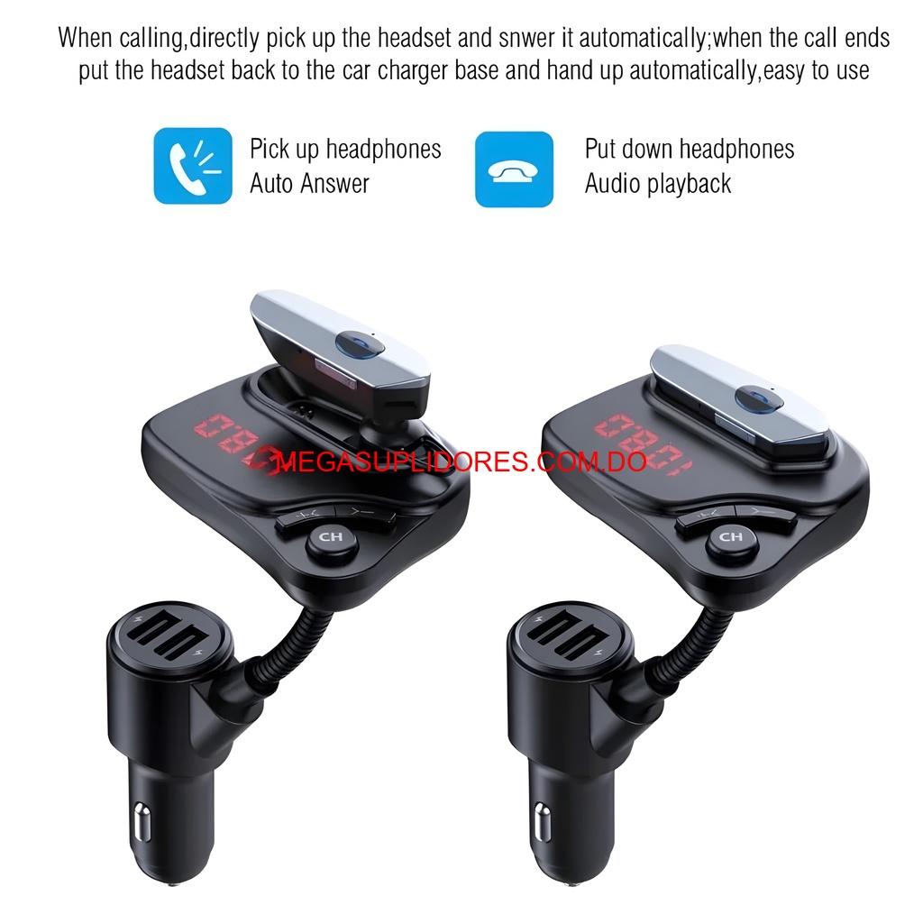 Transmisor FM Bluetooth Carro Audífono Cargador USB Reproductor MP3 Foto 7304779-7.jpg