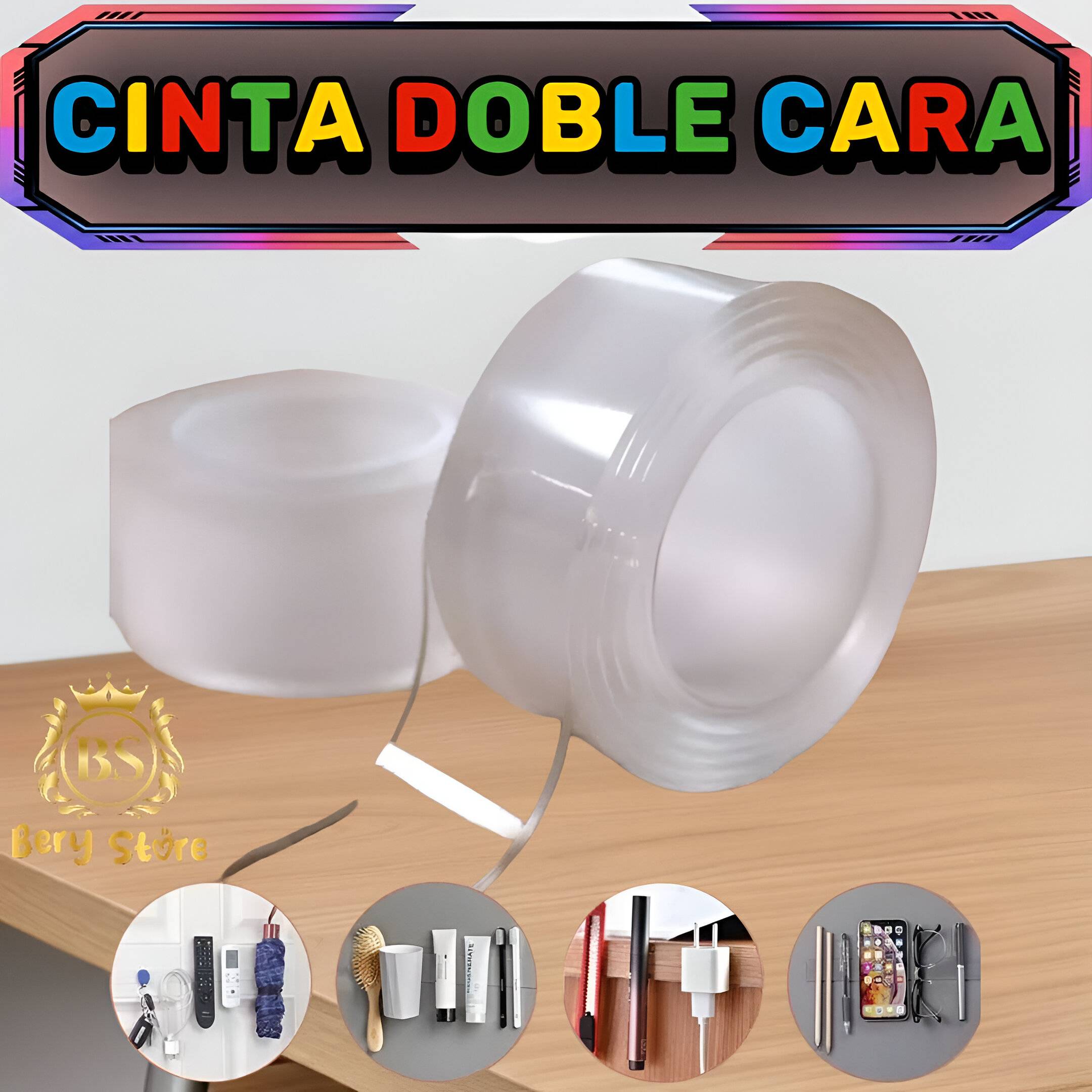 CINTA DOBLE CARA TRANSPARENTE REUTILIZABLE DE 3 METROS  CINTA DOBLE CA Foto 7305142-3.jpg