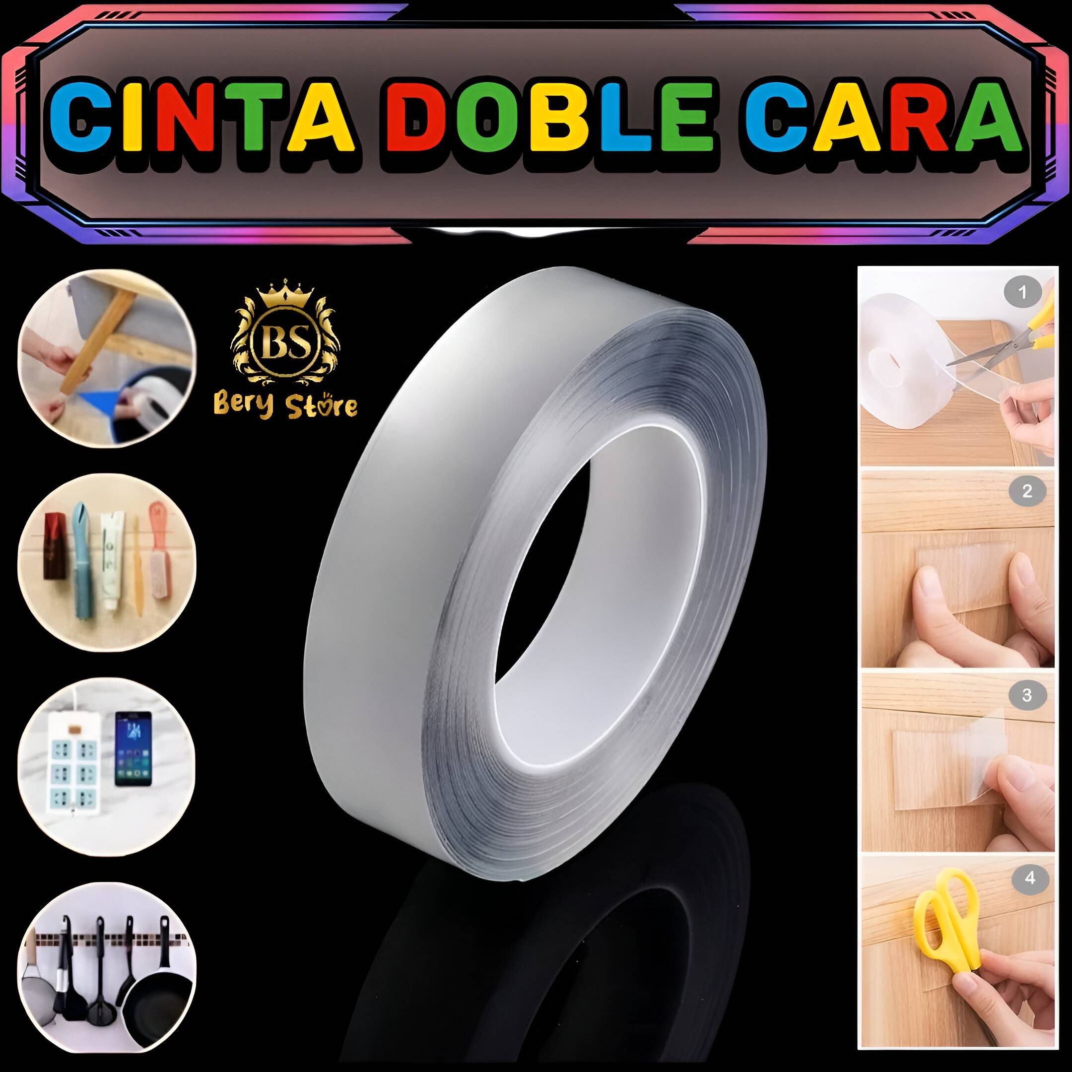 CINTA DOBLE CARA TRANSPARENTE REUTILIZABLE DE 3 METROS  CINTA DOBLE CA Foto 7305142-7.jpg