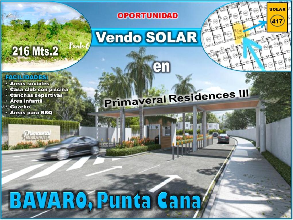 Vendo Solar de 216 Mts.2 EN BAVARO PUNTA CANA dentro de  PRIMAVERAL RE Foto 7306254-1.jpg