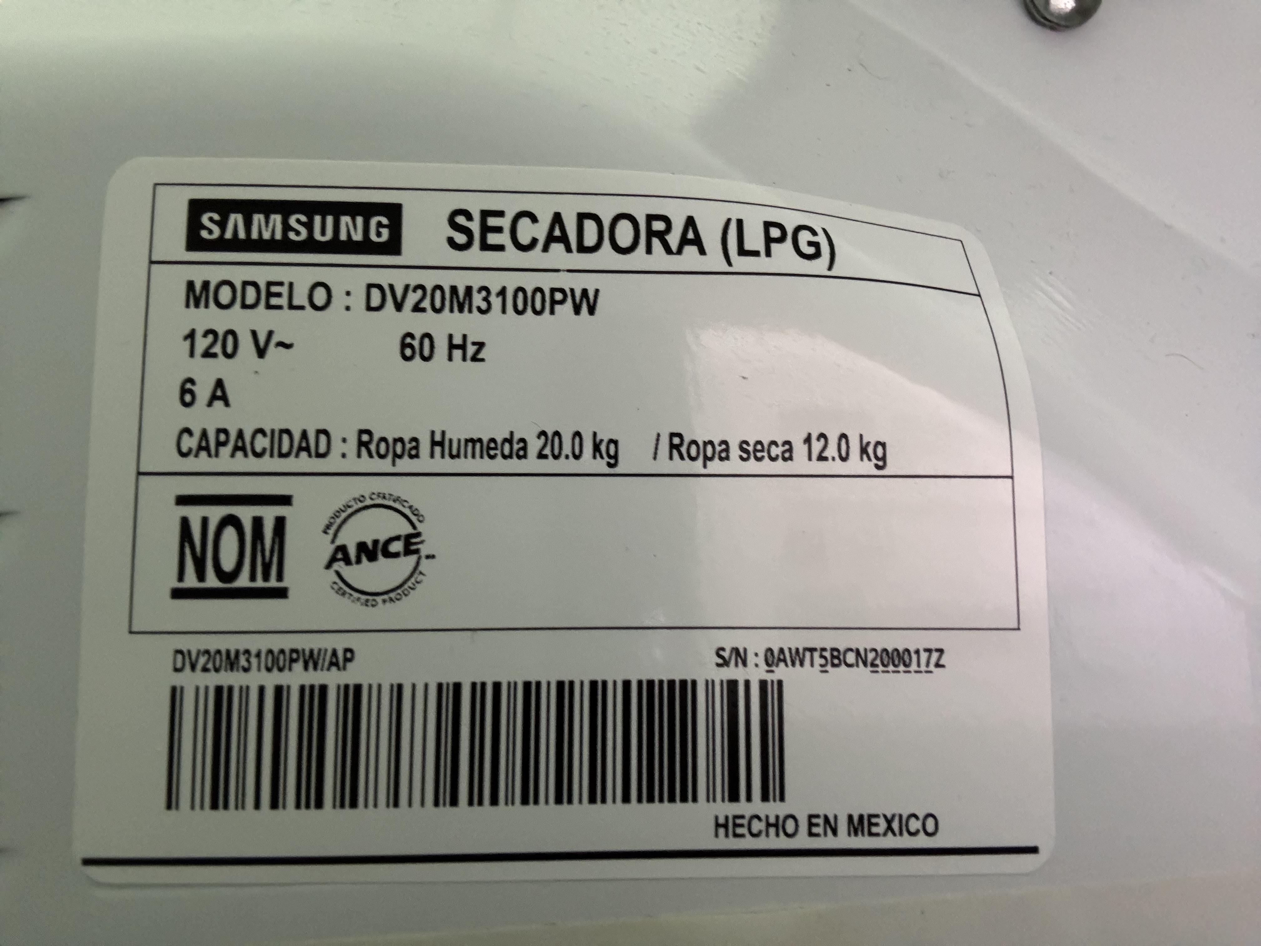 Secadora a Gas GLP Samsung Usada motor nuevo y mantenimiento realizado Foto 7307896-3.jpg