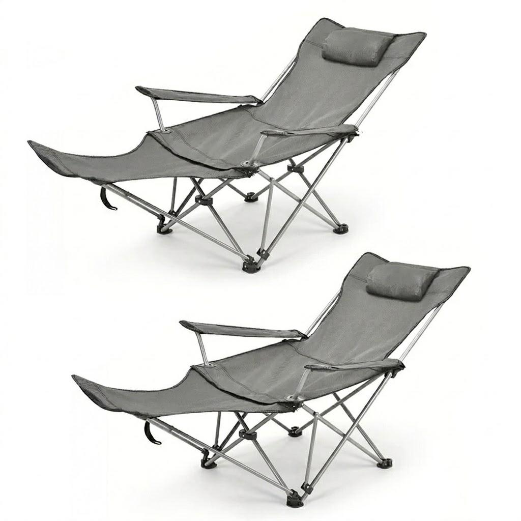 Silla portátil con reposapiés perfecta para playa y camping Foto 7307926-1.jpg