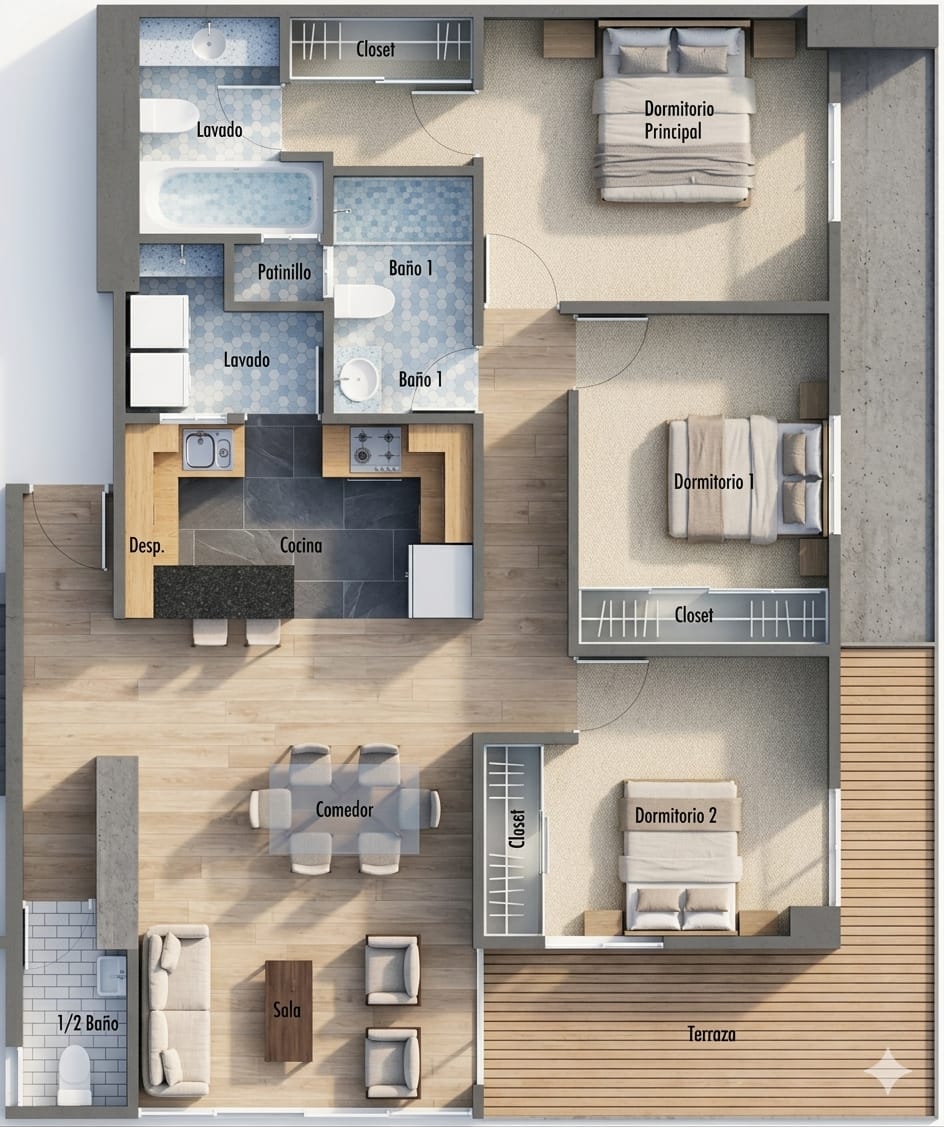 Apartamento Listos y en Plano  1 2 y 3 habitaciones  Principal con su  Foto 7310474-1.jpg
