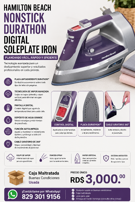 Hamilton Beach Nonstick Durathon Digital Soleplate Iron Foto 7311093-1.jpg