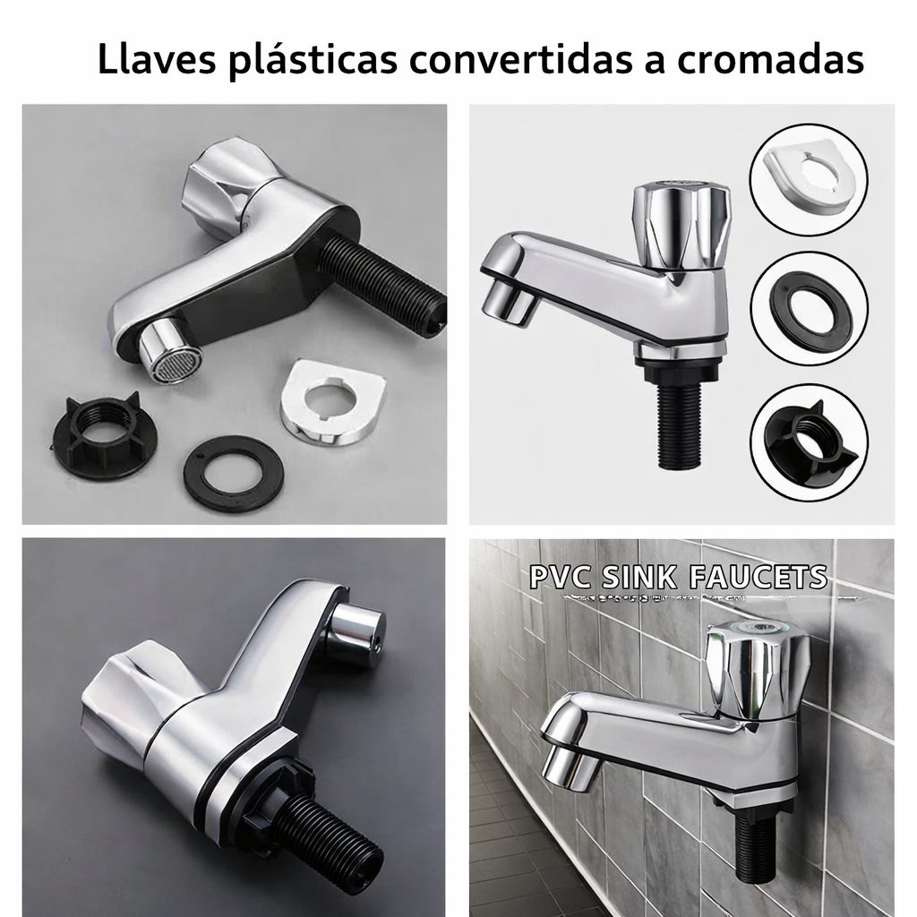 Grifo de baño de plástico ABS para agua fría grifo cromado - Blanca pa Foto 7311111-6.jpg