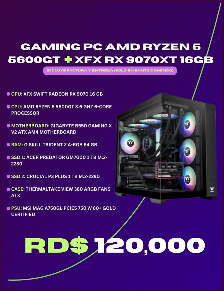ThermalTake XFX 9070 GPU 16GB AMD Ryzen 5 5600GT G.SKILL 64GB RAM 2TB  Foto 7311121-1.jpg