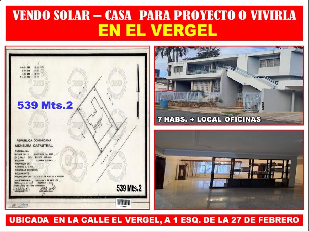 VENDO SOLAR CASA PARA DEMOLER O VIVIRLA EN EL VERGEL 539 Mts.2 A 1 ESQ Foto 7311152-1.jpg