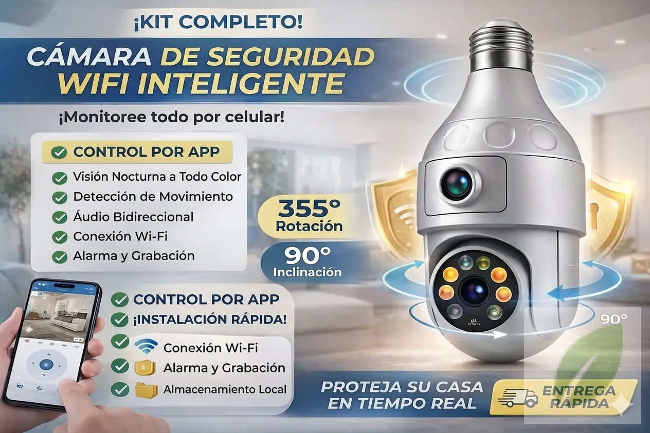 Cámara de Seguridad Bombilla E27 WiFi 5G PTZ 360 con Audio y Visión No Foto 7312124-4.jpg