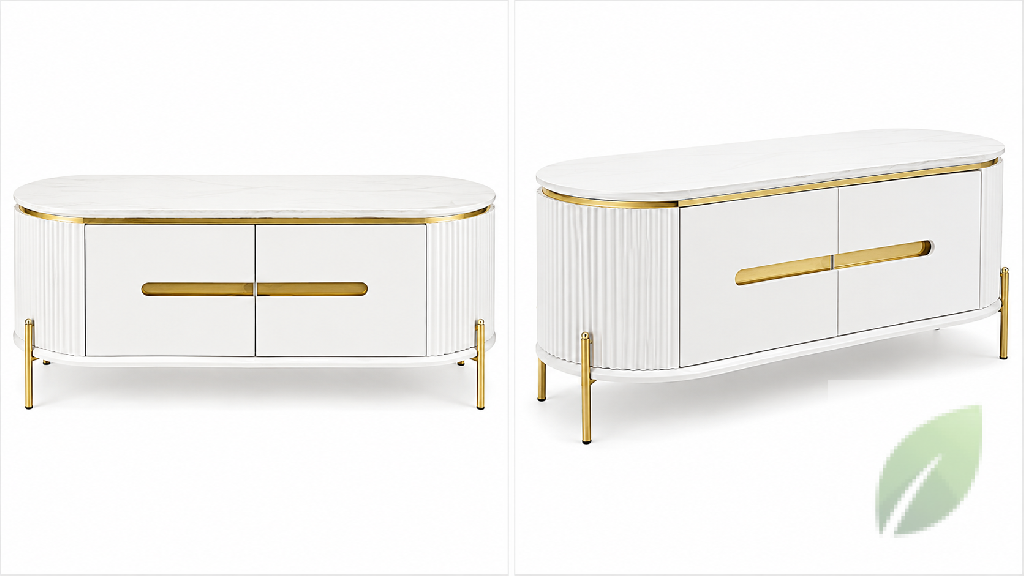Mueble TV Moderno Blanco con Detalles Dorados Foto 7312197-1.jpg