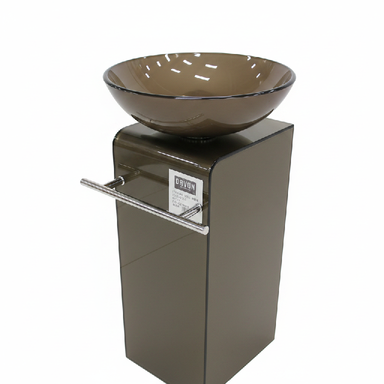 Lavabo de cristal marrón con pedestal 42 CM Foto 7312595-1.jpg