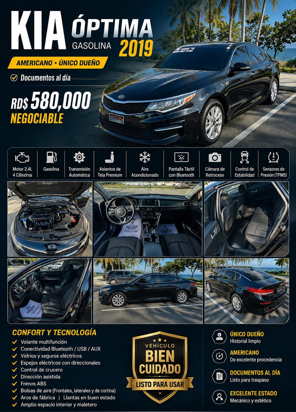 Kia óptima .. 2019 gasolina ..americano único dueño .. documentos al d Foto 7312838-8.jpg