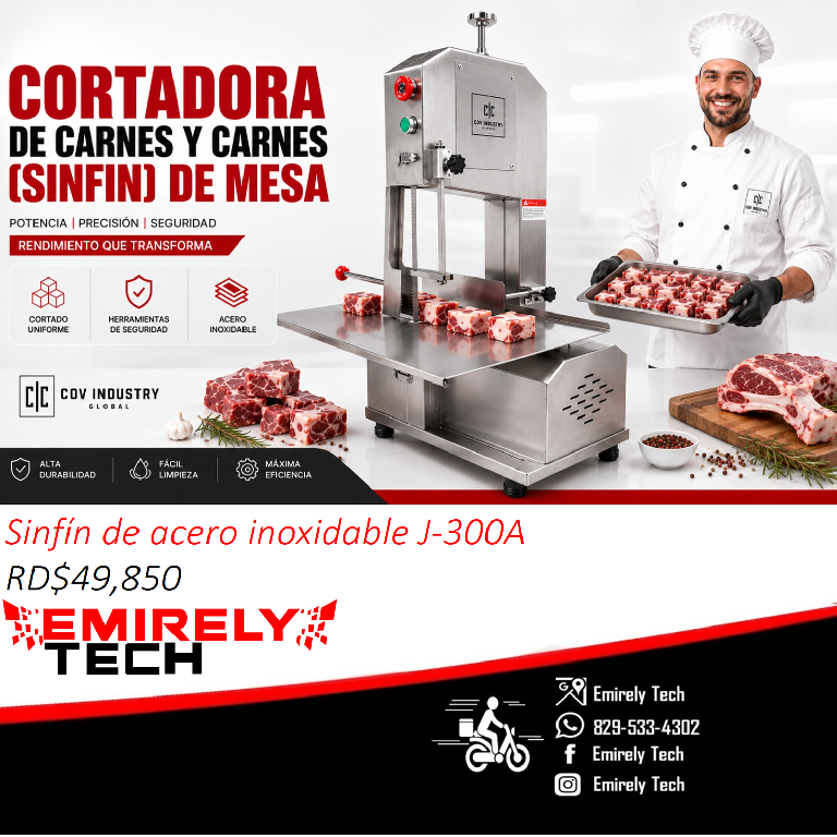 Sierra sinfin de mesa de acero inoxidable cortadora sin fin de carne h Foto 7313196-1.jpg