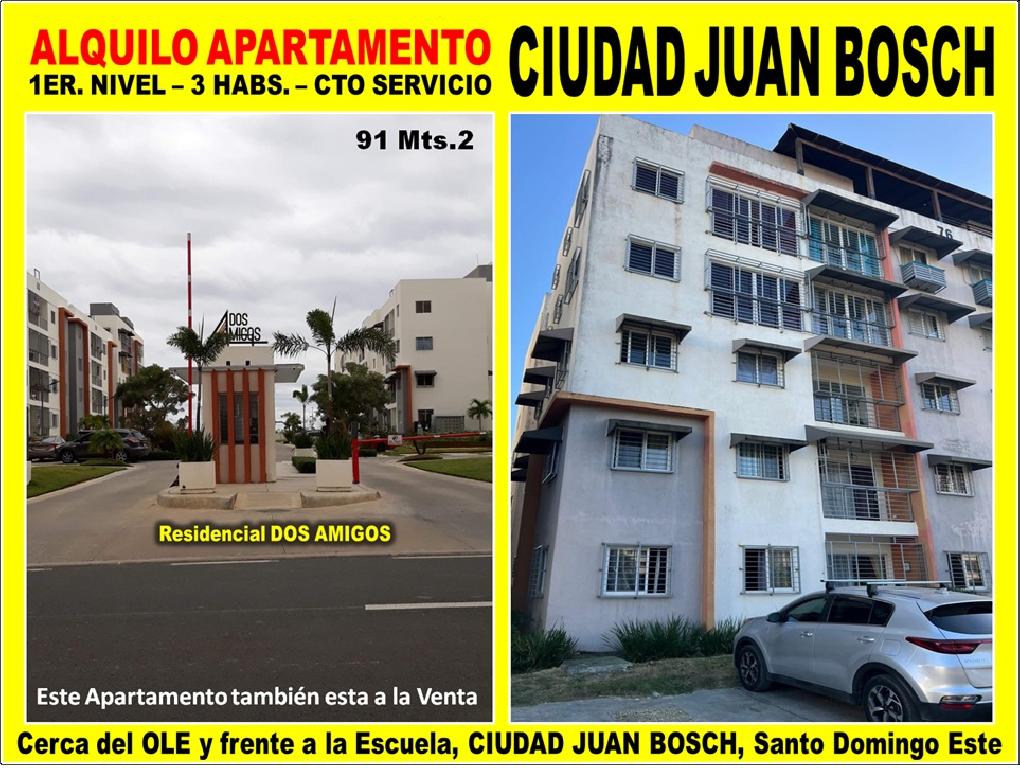 ALQUILO Apto 1er. NIVEL en CIUDAD JUAN BOSCH 3 HABS. 91 Mts.2 RES. DOS Foto 7313200-1.jpg