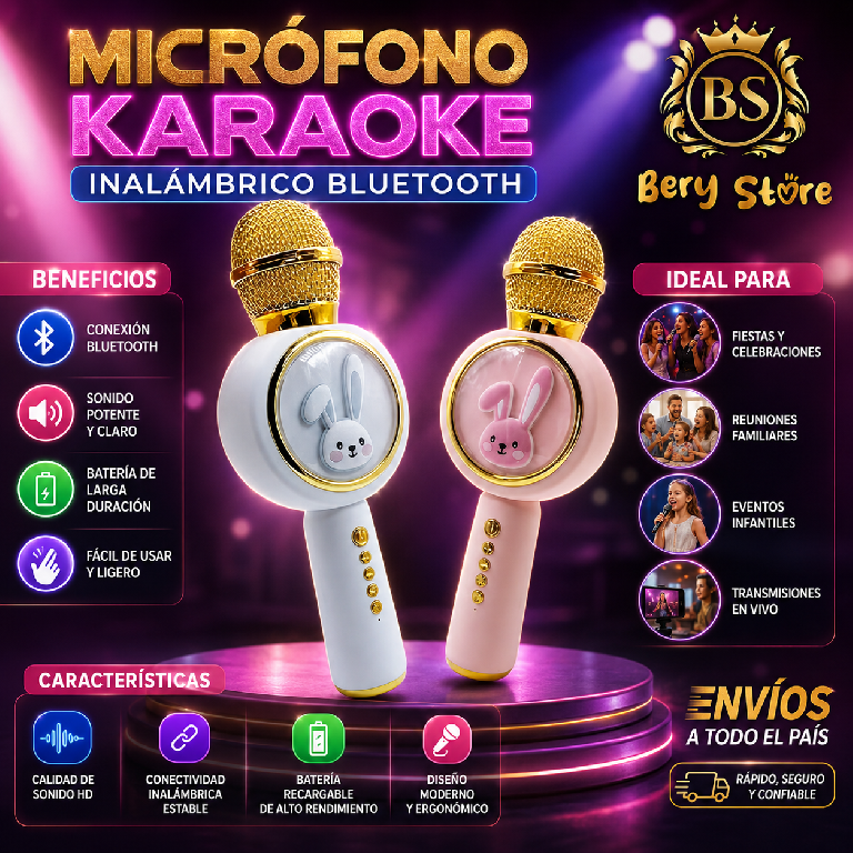 MICRÓFONO KARAOKE INALÁMBRICO BLUETOOTH  MICRÓFONO KARAOKE PORTÁTIL RE Foto 7313562-1.jpg