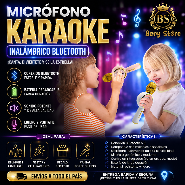MICRÓFONO KARAOKE INALÁMBRICO BLUETOOTH  MICRÓFONO KARAOKE PORTÁTIL RE Foto 7313562-2.jpg