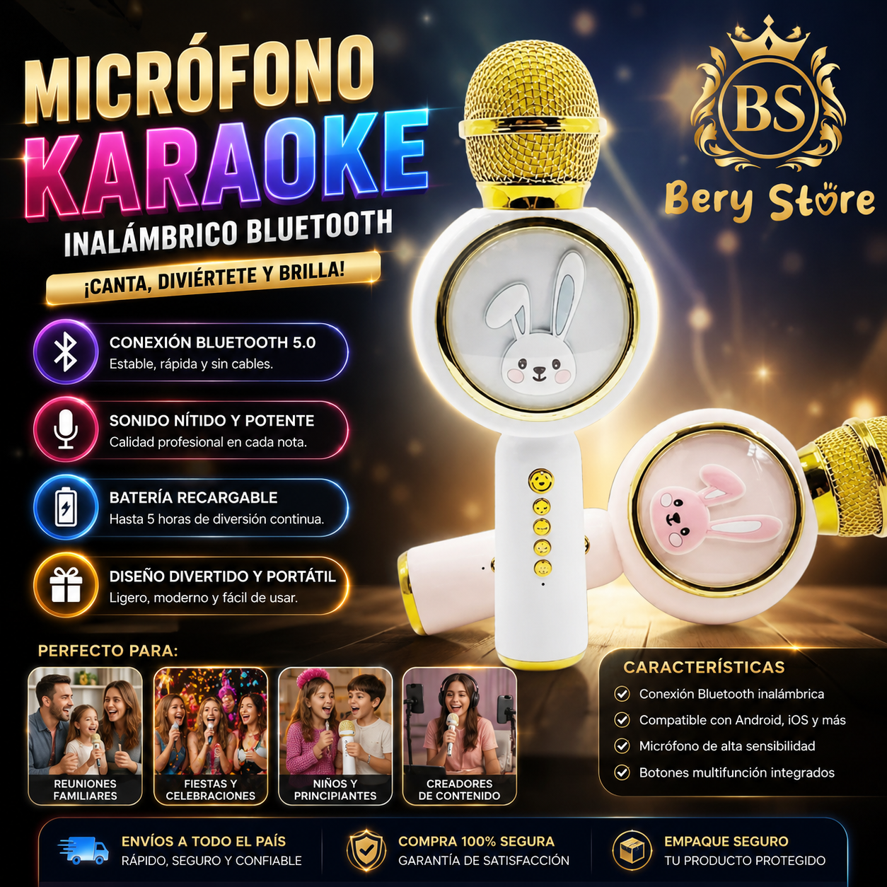 MICRÓFONO KARAOKE INALÁMBRICO BLUETOOTH  MICRÓFONO KARAOKE PORTÁTIL RE Foto 7313562-4.jpg