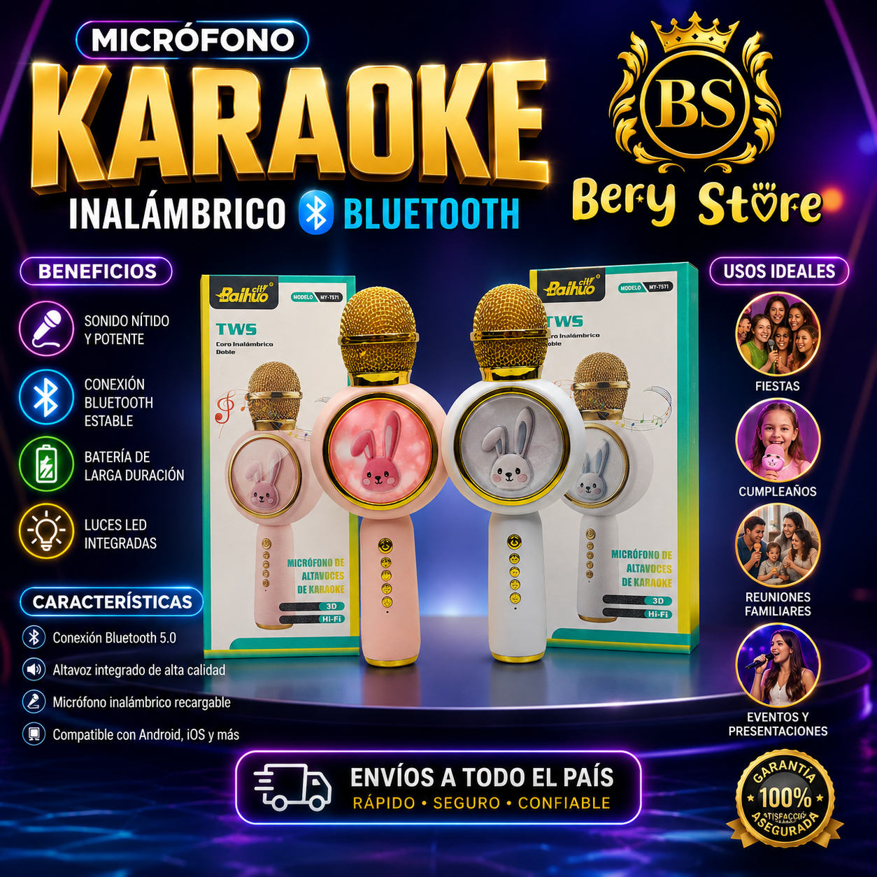 MICRÓFONO KARAOKE INALÁMBRICO BLUETOOTH  MICRÓFONO KARAOKE PORTÁTIL RE Foto 7313562-5.jpg