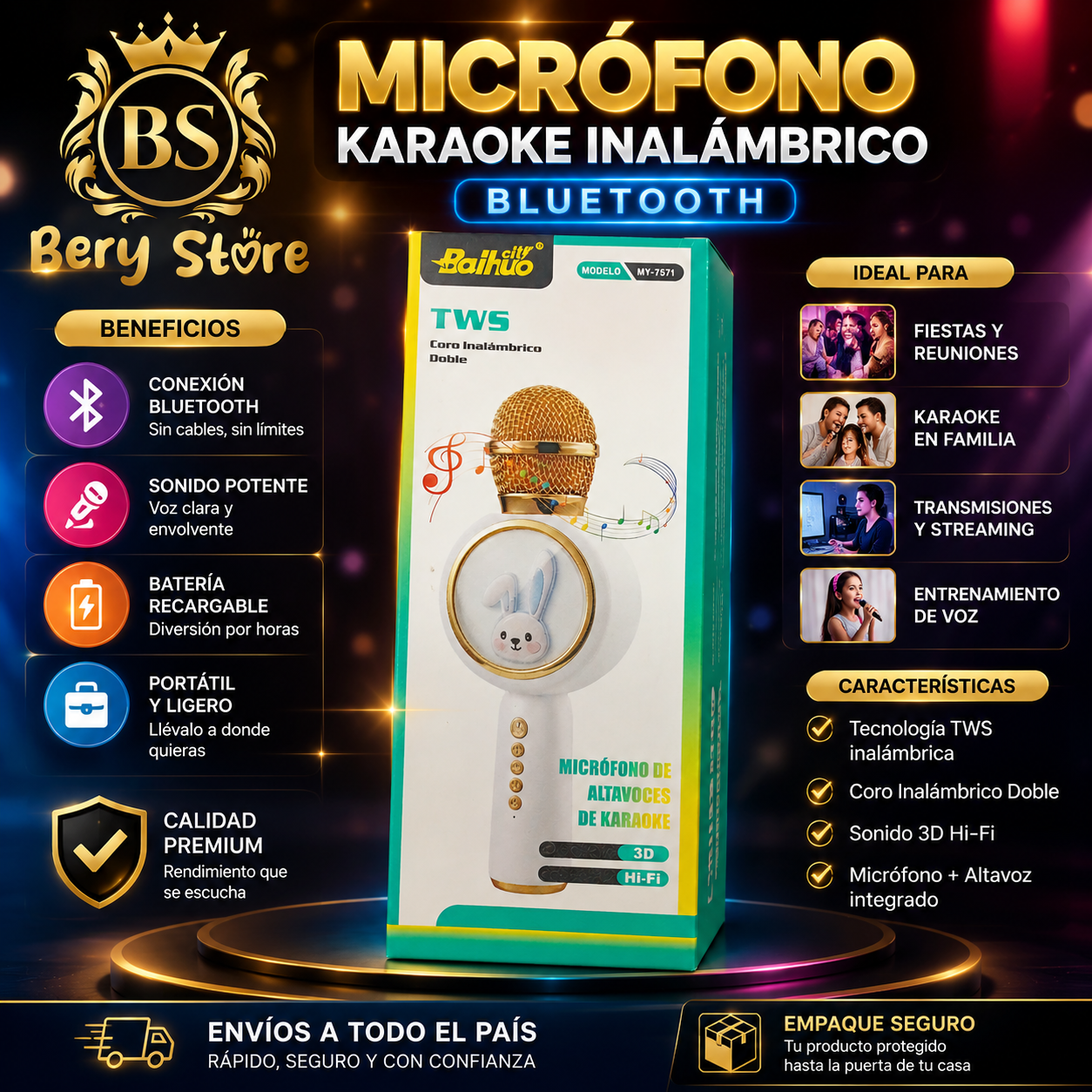 MICRÓFONO KARAOKE INALÁMBRICO BLUETOOTH  MICRÓFONO KARAOKE PORTÁTIL RE Foto 7313562-7.jpg
