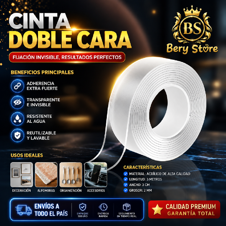 CINTA DOBLE CARA TRANSPARENTE ADHESIVA PREMIUM  CINTA ADHESIVA DOBLE C Foto 7313578-1.jpg