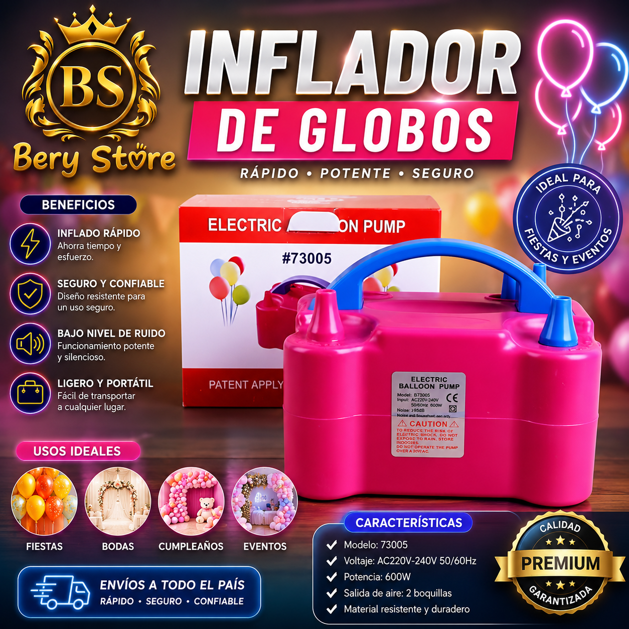 INFLADOR DE GLOBOS ELÉCTRICO - BOMBA ELECTRICA PARA INFLAR GLOBOS Y VE Foto 7313592-3.jpg