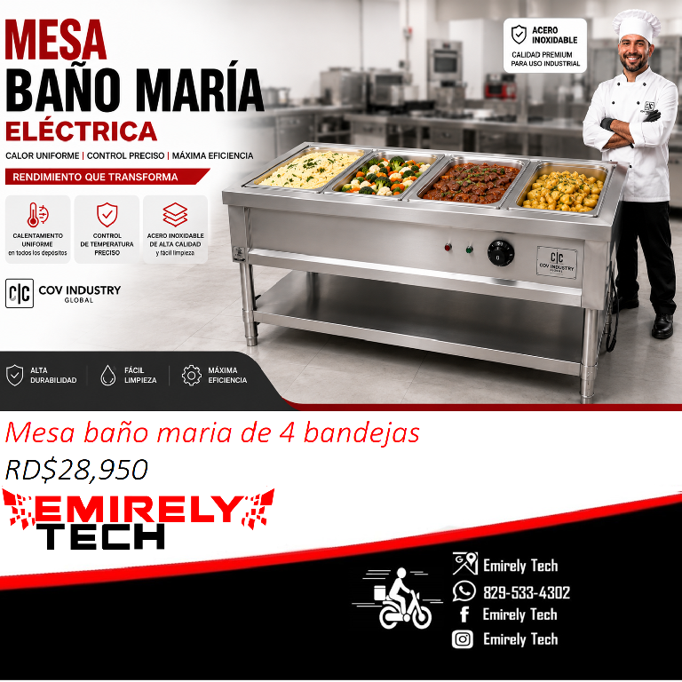 Mesa baño maria electrica de 4 bandejas exhibidora de alimentos calien Foto 7314654-1.jpg