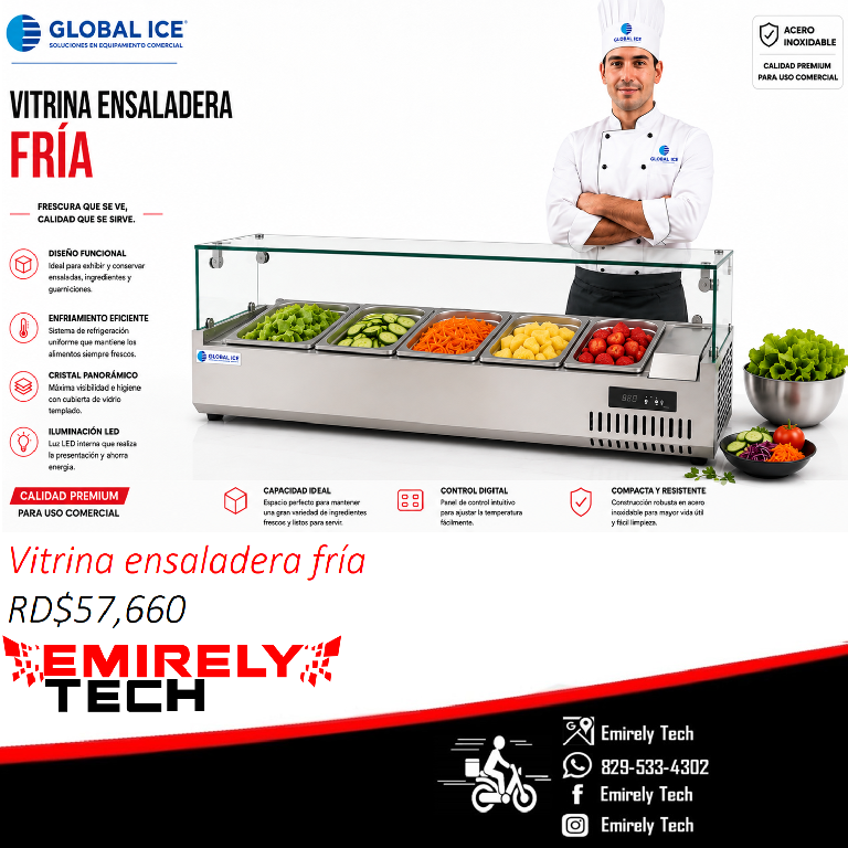 Ensaladera exhibidora de 5 bandejas vitrina fria barra ensaladera de 5 Foto 7315714-1.jpg