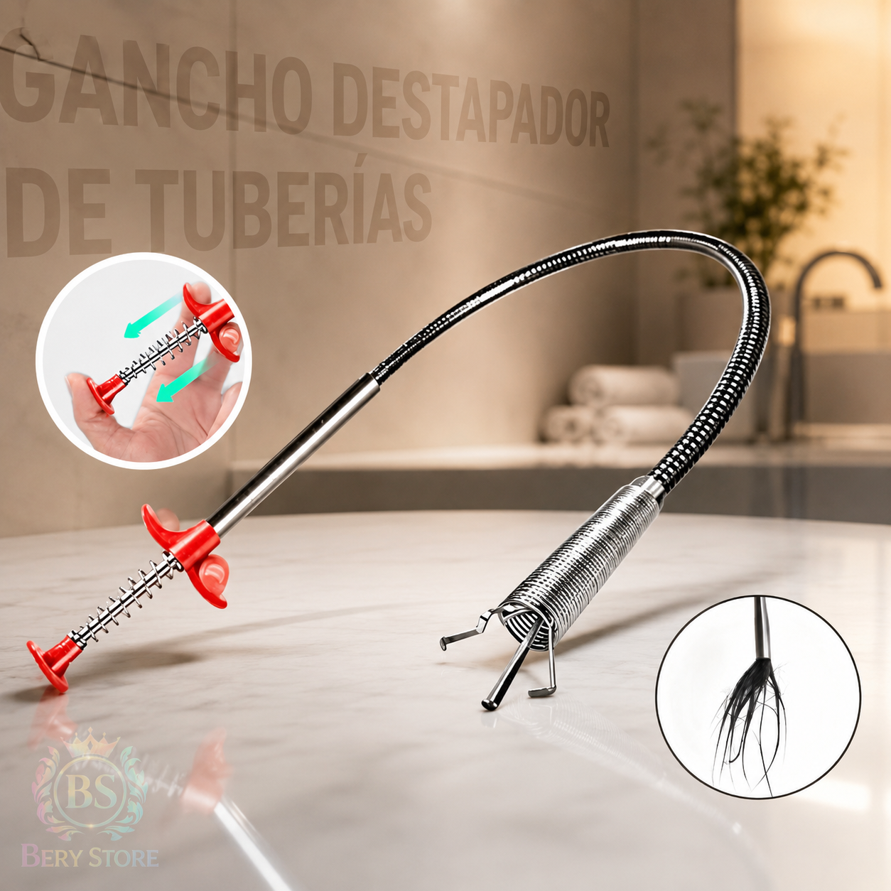 Gancho Destapador de Tuberías Flexible para Desages con Extracción de  Foto 7315723-7.jpg