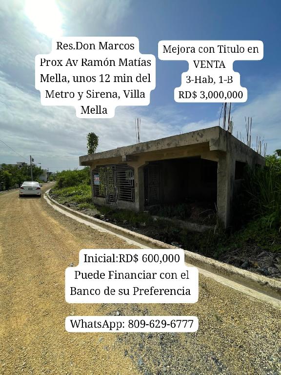 MEJORA en VENTA con TTULO Villa Mella 3-Hab 2-BRes Don Marcos Av Ramón Foto 7316264-1.jpg