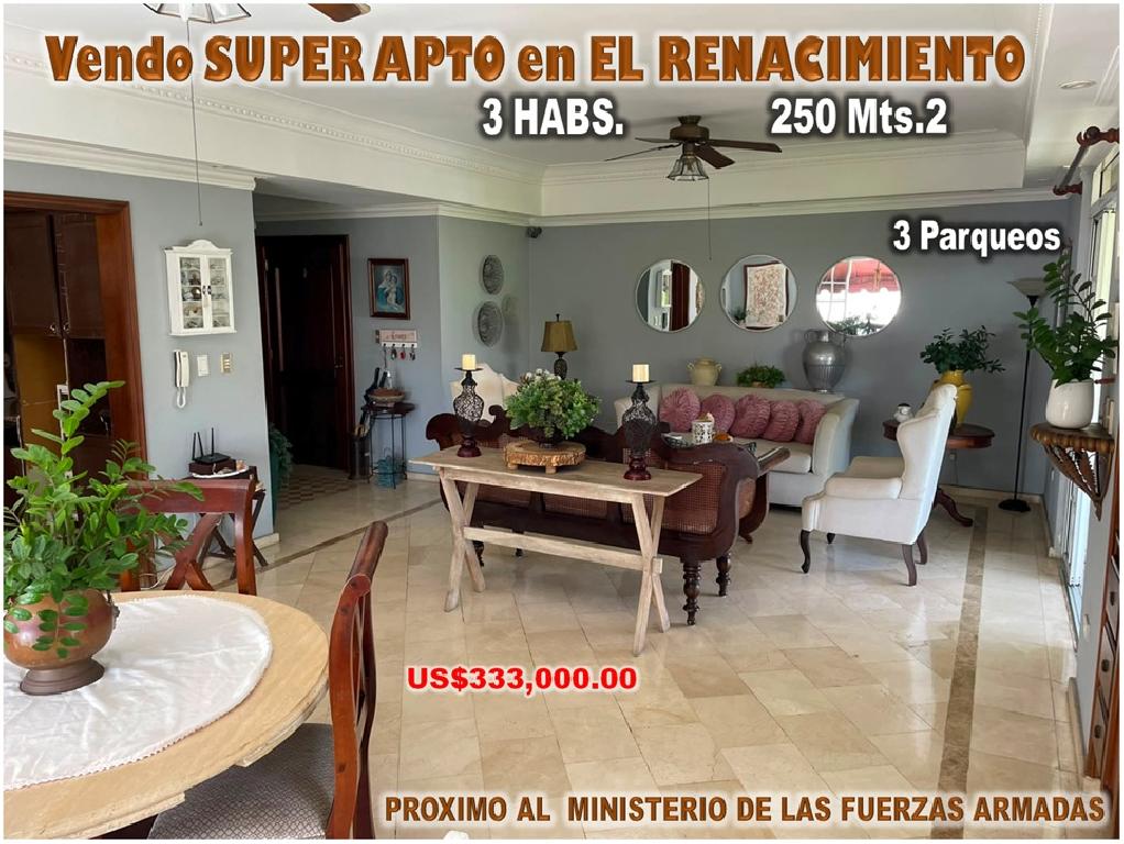 SUPER APTO EN EL RENACIMIENTO 250 Mts.2 3 HABS. 3 PARQUEOS ASCENSOR Foto 7318073-1.jpg