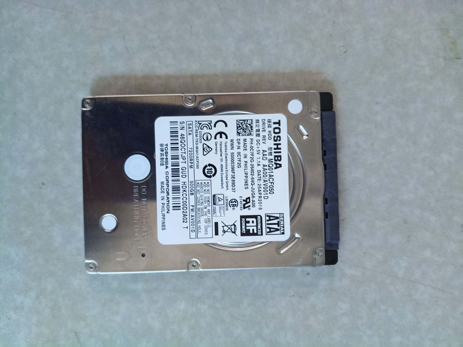 DISCO DURO 500GB 7200RPM LAPTOP WD SEAGATE Y TOSHIBA Foto 7318151-3.jpg