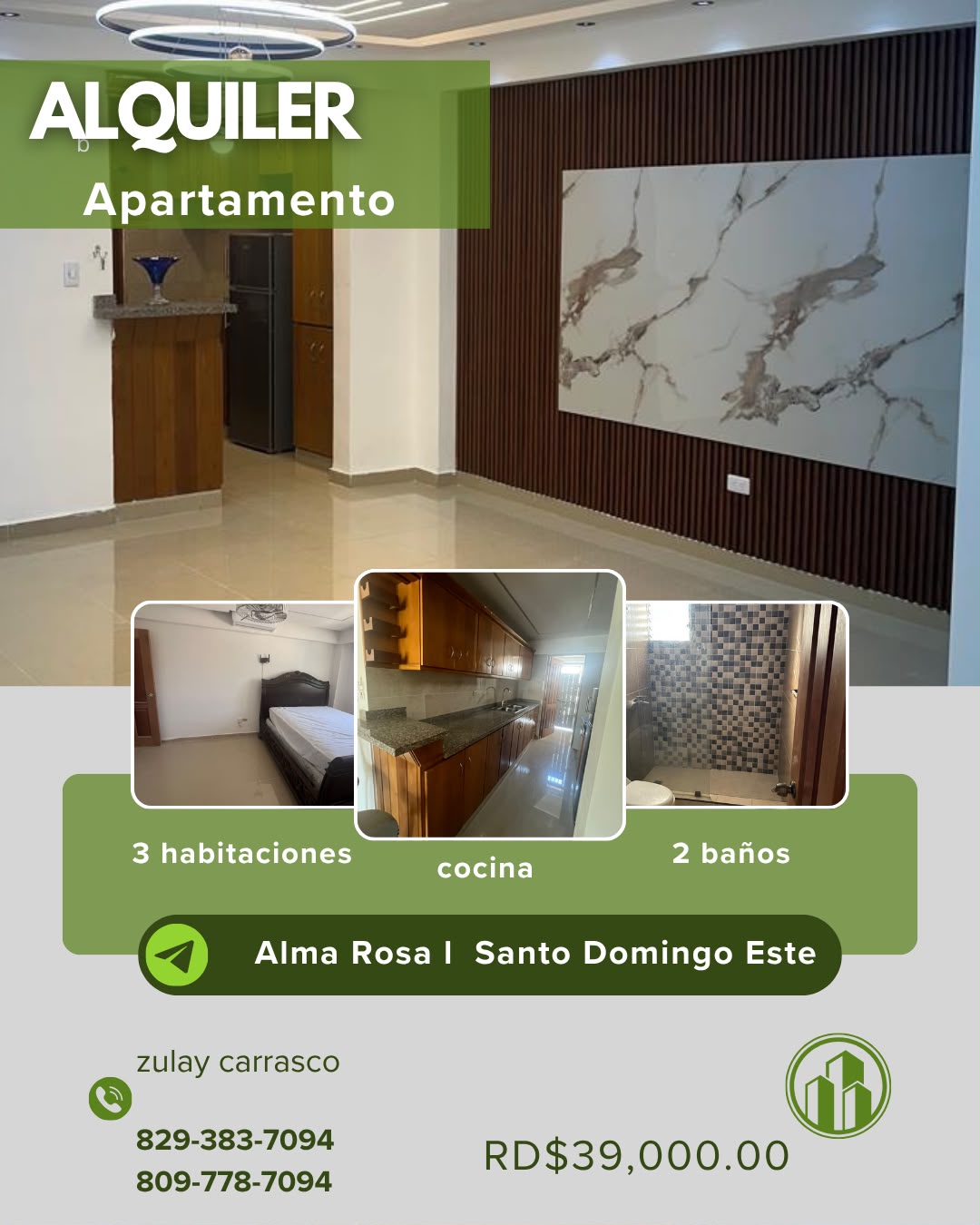 Apartamento en Alquiler– Alma Rosa I Santo Domingo Este sin amueblar Foto 7318979-1.jpg