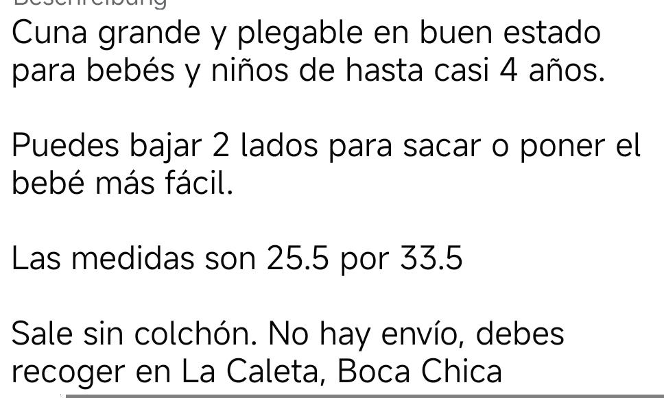 Cuna grande y plegable de madera en Boca Chica no envío Foto 7323137-2.jpg