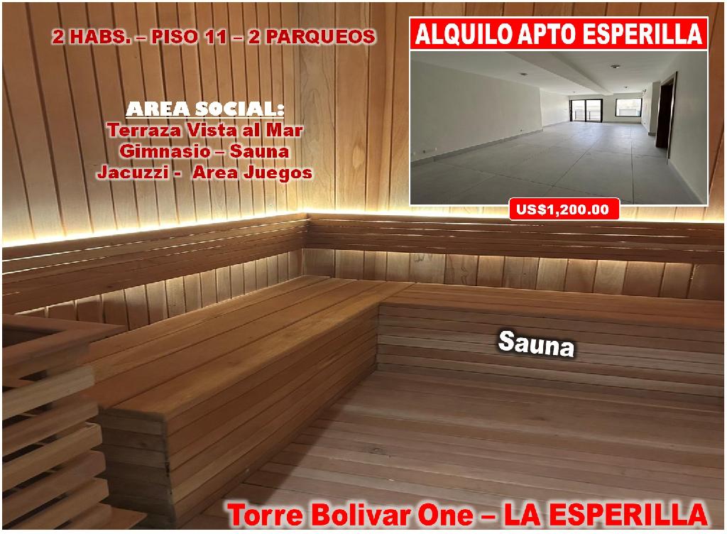 ALQUILO APTO EN LA ESPERILLA 2 HABS. 2 PAQUEOS PISO 11 Bolivar One Tow Foto 7323544-1.jpg